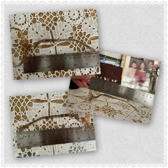 Deeda | Vintage 70s Gentle Peach Y2K Oversized Gold Drop Arm Eye Glasses - Picture 3 of 4